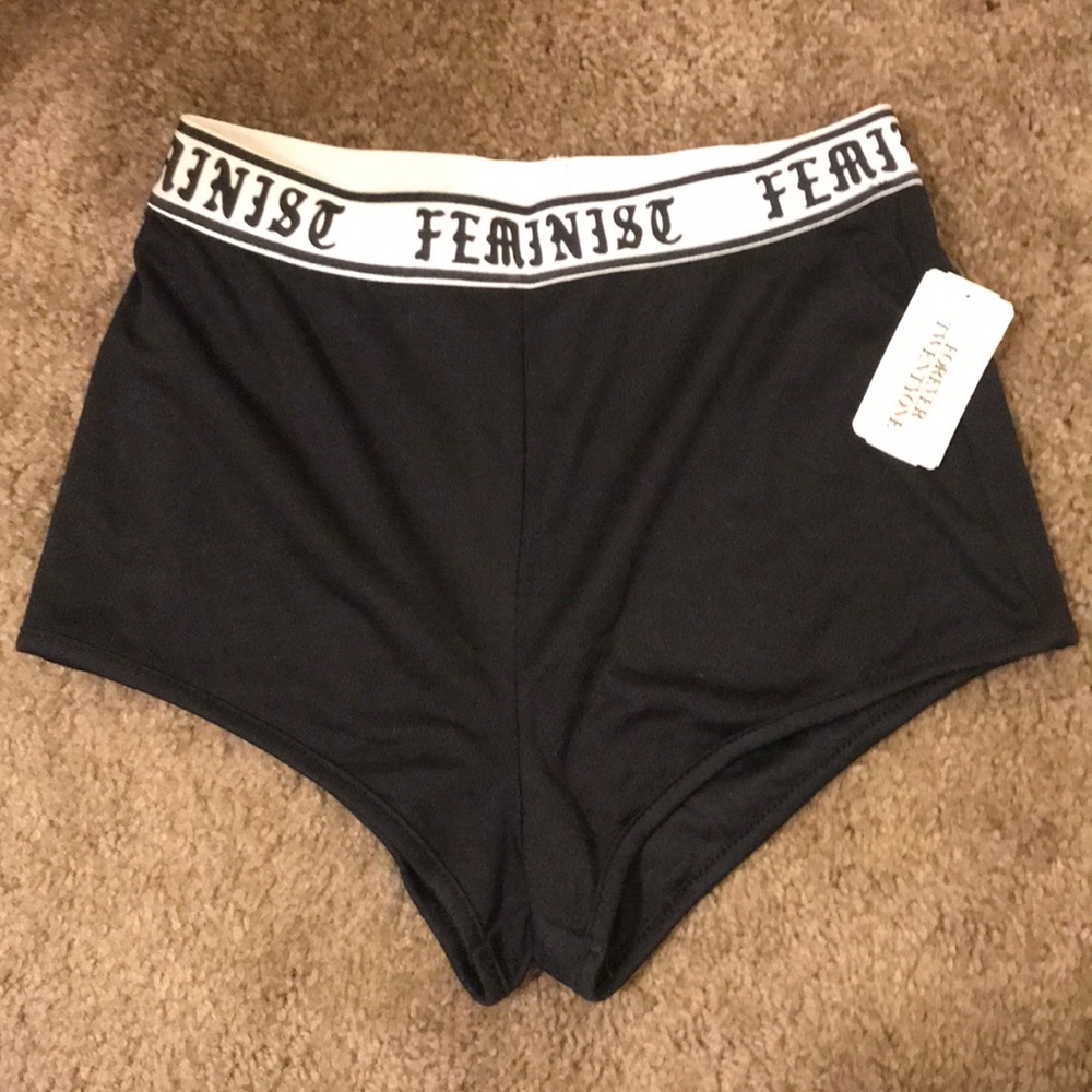 NWT “feminist” booty shorts